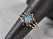 Load image into Gallery viewer, Womens Vintage Estate 14k White Gold Opal &amp; Diamond Ring 4.5g E4250