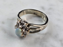 Load image into Gallery viewer, Womens Vintage Estate 14k White Gold Opal &amp; Diamond Ring 4.5g E4250
