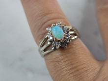 Load image into Gallery viewer, Womens Vintage Estate 14k White Gold Opal &amp; Diamond Ring 4.5g E4250