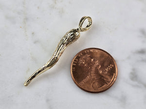 Mens 10k Yellow Gold Italian Horn Pendant 3.2g E4251