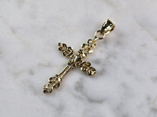 Load image into Gallery viewer, Womens 10k Yellow Gold Religious Crucifix Cross Heart Pendant 1.7g #E4254