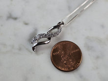 Load image into Gallery viewer, Womens Vintage Estate Sterling Silver CZ Pendant W/ Necklace 4.1g E4256
