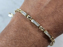 Load image into Gallery viewer, Womens Vintage Estate 14K Yellow Gold Diamond Tennis Bracelet 12.0g E4261