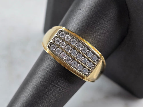 Mens Vintage Estate 14K Yellow Gold Diamond Ring 6.8g E4266