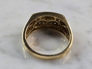 Mens Vintage Estate 14K Yellow Gold Diamond Ring 6.8g E4266