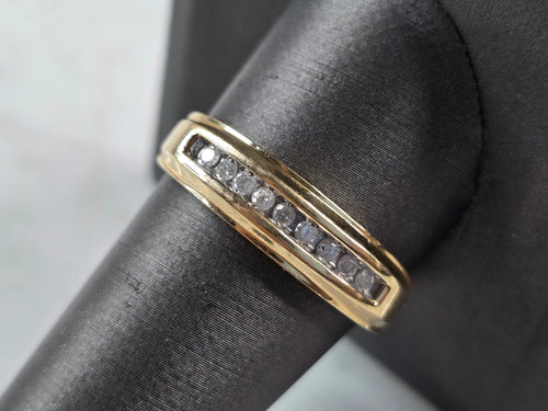 Mens Vintage Estate 10k Yellow Gold Diamond Ring 3.8g #E4269