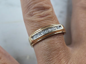 Mens Vintage Estate 10k Yellow Gold Diamond Ring 3.8g #E4269
