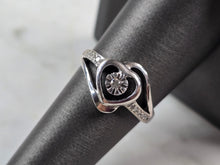 Load image into Gallery viewer, Womens Vintage Estate Sterling Silver Diamond Heart Ring 2.9g #E4273