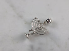 Load image into Gallery viewer, Womens Sterling Silver Jewish Judaica Hebrew Menorah Pendant Necklace 2.3g E4293