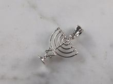 Load image into Gallery viewer, Womens Sterling Silver Jewish Judaica Hebrew Menorah Pendant Necklace 2.3g E4293