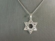 Load image into Gallery viewer, Sterling Silver Jewish Judaica Star of David Pendant Necklace, 2.7g E4299