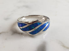 Load image into Gallery viewer, Womens Estate Sterling Silver Modernist Blue Opal Ring 4.1g E4300