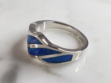 Load image into Gallery viewer, Womens Estate Sterling Silver Modernist Blue Opal Ring 4.1g E4300