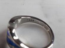 Load image into Gallery viewer, Womens Estate Sterling Silver Modernist Blue Opal Ring 4.1g E4300