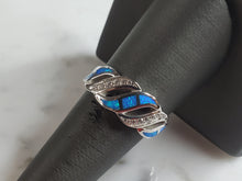 Load image into Gallery viewer, Womens Estate Sterling Silver Modernist Blue Opal &amp; CZ Ring 4.7g E4302
