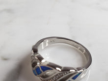 Load image into Gallery viewer, Womens Estate Sterling Silver Modernist Blue Opal &amp; CZ Ring 4.7g E4302