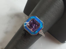 Load image into Gallery viewer, Womens Estate Sterling Silver Modernist Blue Opal &amp; Amethyst Ring 3.8g E4307