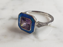 Load image into Gallery viewer, Womens Estate Sterling Silver Modernist Blue Opal &amp; Amethyst Ring 3.8g E4307