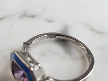 Load image into Gallery viewer, Womens Estate Sterling Silver Modernist Blue Opal &amp; Amethyst Ring 3.8g E4307
