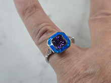 Load image into Gallery viewer, Womens Sterling Silver Modernist Blue Opal &amp; Amethyst Ring 3.8g E4307