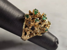Load image into Gallery viewer, Womens Vintage Estate 14k Yellow Gold Modernist Emerald Ring 8.9g E4363