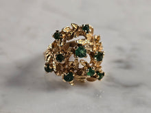 Load image into Gallery viewer, Womens Vintage Estate 14k Yellow Gold Modernist Emerald Ring 8.9g E4363