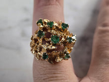 Load image into Gallery viewer, Womens Vintage Estate 14k Yellow Gold Modernist Emerald Ring 8.9g E4363