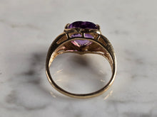 Load image into Gallery viewer, Womens Vintage Estate 14K Yellow Gold Amethyst Heart Ring 5.3g E4368