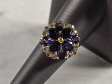 Load image into Gallery viewer, Womens Vintage Estate 14K Gold Tanzanite &amp; CZ Floral Ring 6.0g E4376