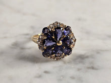 Load image into Gallery viewer, Womens Vintage Estate 14K Gold Tanzanite &amp; CZ Floral Ring 6.0g E4376