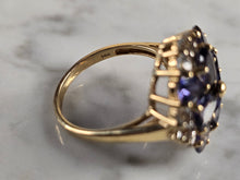 Load image into Gallery viewer, Womens Vintage Estate 14K Gold Tanzanite &amp; CZ Floral Ring 6.0g E4376