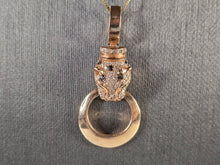Load image into Gallery viewer, Womens 14K Yellow &amp; Rose Gold Diamond Panther Pendant Necklace 5.6g E4390