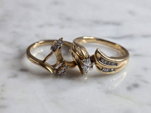 Load image into Gallery viewer, Womens Vintage Estate 14k Yellow Gold Diamond Ring Set 8.4g E4404