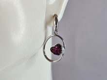 Load image into Gallery viewer, Womens Estate Sterling Silver Ruby Colored Heart Earrings 3.0g E4441