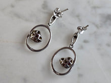 Load image into Gallery viewer, Womens Estate Sterling Silver Ruby Colored Heart Earrings 3.0g E4441
