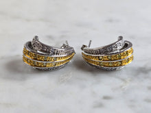 Load image into Gallery viewer, Womens Vintage Estate Sterling Silver Gold Tone Modernist Earrings 5.9g E4447