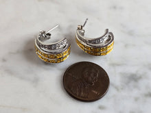 Load image into Gallery viewer, Womens Vintage Estate Sterling Silver Gold Tone Modernist Earrings 5.9g E4447