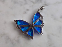Load image into Gallery viewer, Womens Sterling Silver Blue Opal Butterfly Pendant 3.7g E4463