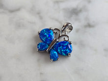 Load image into Gallery viewer, Womens Sterling Silver Blue Opal Butterfly Pendant 2.9g E4469