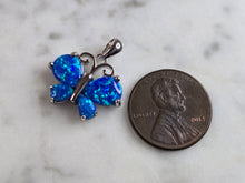 Load image into Gallery viewer, Womens Sterling Silver Blue Opal Butterfly Pendant 2.9g E4469
