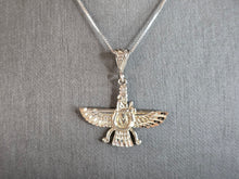 Load image into Gallery viewer, Womens Estate Sterling Silver Arabic Farvahar Pendant Necklace 6.5g E4477
