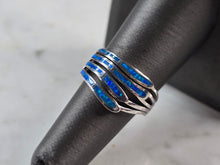Load image into Gallery viewer, Womens Sterling Silver Modernist Blue Opal Ring 5.1g E4481
