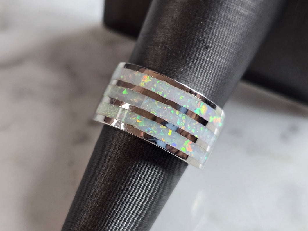 Womens Estate Sterling Silver Modernist Opal Ring 6.7g E4484