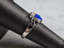 Load image into Gallery viewer, Womens Sterling Silver Irish Claddagh Blue Opal Heart Ring 3.3g E4485
