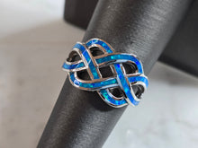 Load image into Gallery viewer, Womens Estate Sterling Silver Eternity Knot Blue Opal Ring 5.1g E4487