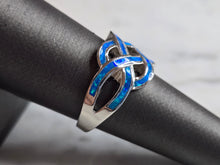 Load image into Gallery viewer, Womens Estate Sterling Silver Eternity Knot Blue Opal Ring 5.1g E4487