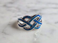 Load image into Gallery viewer, Womens Estate Sterling Silver Eternity Knot Blue Opal Ring 5.1g E4487