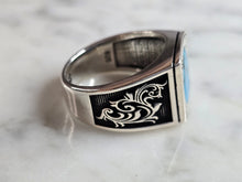 Load image into Gallery viewer, Mens Estate Sterling Silver Modernist Turquoise Ring 12.4g E4494