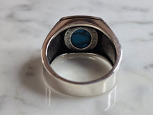 Load image into Gallery viewer, Mens Estate Sterling Silver Modernist Turquoise Ring 12.4g E4494
