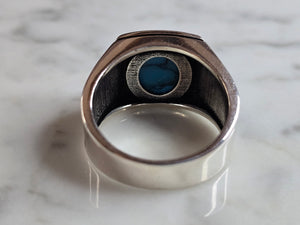 Mens Estate Sterling Silver Modernist Turquoise Ring 12.4g E4494